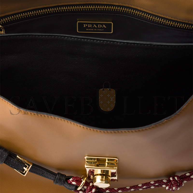 PRADA SOFT SOUND LARGE LEATHER SHOULDER BAG WITH CHARMS 1BD378 (35*19.5*10.5cm)